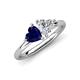 4 - Francesca 1.75 ctw Heart Shape (6.00 mm) Lab Created Blue Sapphire & GIA Certified Natural Diamond Toi Et Moi Engagement Ring 