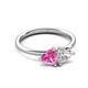 3 - Francesca 1.75 ctw Heart Shape (6.00 mm) Lab Created Pink Sapphire & GIA Certified Natural Diamond Toi Et Moi Engagement Ring 
