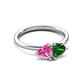 3 - Francesca 1.65 ctw Heart Shape (6.00 mm) Lab Created Pink Sapphire & Lab Created Emerald Toi Et Moi Engagement Ring 