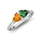 4 - Francesca 1.43 ctw Heart Shape (6.00 mm) Citrine & Lab Created Emerald Toi Et Moi Engagement Ring 
