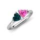 4 - Francesca 1.90 ctw Heart Shape (6.00 mm) London Blue Topaz & Lab Created Pink Sapphire Toi Et Moi Engagement Ring 