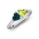4 - Francesca 1.95 ctw Heart Shape (6.00 mm) London Blue Topaz & Peridot Toi Et Moi Engagement Ring 