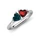 4 - Francesca 1.95 ctw Heart Shape (6.00 mm) London Blue Topaz & Red Garnet Toi Et Moi Engagement Ring 
