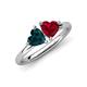 4 - Francesca 1.80 ctw Heart Shape (6.00 mm) London Blue Topaz & Lab Created Ruby Toi Et Moi Engagement Ring 