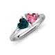 4 - Francesca 1.80 ctw Heart Shape (6.00 mm) London Blue Topaz & Pink Tourmaline Toi Et Moi Engagement Ring 