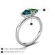 5 - Francesca 1.75 ctw Heart Shape (6.00 mm) London Blue Topaz & Lab Created Emerald Toi Et Moi Engagement Ring 