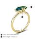 5 - Francesca 1.75 ctw Heart Shape (6.00 mm) London Blue Topaz & Lab Created Emerald Toi Et Moi Engagement Ring 