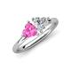 4 - Francesca 1.75 ctw Heart Shape (6.00 mm) Lab Created Pink Sapphire & GIA Certified Natural Diamond Toi Et Moi Engagement Ring 