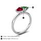 5 - Francesca 1.55 ctw Heart Shape (6.00 mm) Lab Created Ruby & Lab Created Emerald Toi Et Moi Engagement Ring 