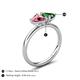 5 - Francesca 1.55 ctw Heart Shape (6.00 mm) Pink Tourmaline & Lab Created Emerald Toi Et Moi Engagement Ring 