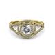 3 - Elle 1.37 ctw IGI Certified Lab Grown Diamond Round (6.50 mm) & Natural Diamond Round (0.80 mm) Double Halo Engagement Ring  