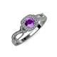 4 - Amy Desire 1.12 ctw Amethyst Round (6.50 mm) & Natural Diamond Round (1.10 mm) Swirl Halo Engagement Ring 