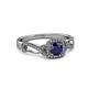 3 - Amy Desire 1.40 ctw Blue Sapphire Round (6.00 mm) & Natural Diamond Round (1.10 mm) Swirl Halo Engagement Ring 