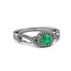 3 - Amy Desire 1.05 ctw Emerald Round (6.00 mm) & Natural Diamond Round (1.10 mm) Swirl Halo Engagement Ring 