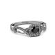 3 - Amy Desire 1.25 ctw Black Diamond Round (6.00 mm) & Natural Diamond Round (1.10 mm) Swirl Halo Engagement Ring 