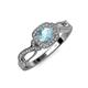 4 - Amy Desire 1.12 ctw Aquamarine Round (6.50 mm) & Natural Diamond Round (1.10 mm) Swirl Halo Engagement Ring 