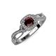 4 - Amy Desire 1.30 ctw Red Garnet Round (6.50 mm) & Natural Diamond Round (1.10 mm) Swirl Halo Engagement Ring 