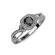 4 - Amy Desire 1.25 ctw Black Diamond Round (6.00 mm) & Natural Diamond Round (1.10 mm) Swirl Halo Engagement Ring 