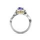 5 - Amy Desire 1.05 ctw Iolite Round (6.50 mm) & Natural Diamond Round (1.10 mm) Swirl Halo Engagement Ring 