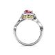5 - Amy Desire 1.25 ctw Rhodolite Garnet Round (6.50 mm) & Natural Diamond Round (1.10 mm) Swirl Halo Engagement Ring 