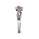 6 - Amy Desire 1.25 ctw Rhodolite Garnet Round (6.50 mm) & Natural Diamond Round (1.10 mm) Swirl Halo Engagement Ring 
