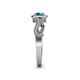 6 - Amy Desire 1.20 ctw London Blue Topaz Round (6.50 mm) & Natural Diamond Round (1.10 mm) Swirl Halo Engagement Ring 