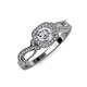 4 - Amy Desire 1.25 ctw IGI Certified Lab Grown Diamond Round (6.50 mm) & Natural Diamond Round (1.10 mm) Swirl Halo Engagement Ring 