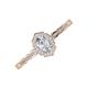 3 - Flora Desire 0.99 ctw IGI Certified Lab Grown Diamond Oval Cut (7x5 mm) & Natural Diamond Round (1.10 mm) Vintage Scallop Halo Engagement Ring 