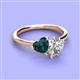 3 - Sasha GIA Certified Pear Shape Diamond & Heart Shape London Blue Topaz 2 Stone Duo Ring 
