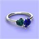 3 - Sasha Heart Shape London Blue Topaz & Pear Shape Lab Created Blue Sapphire 2 Stone Duo Ring 