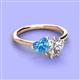 3 - Sasha GIA Certified Pear Shape Diamond & Heart Shape Blue Topaz 2 Stone Duo Ring 