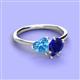 3 - Sasha Heart Shape Blue Topaz & Pear Shape Lab Created Blue Sapphire 2 Stone Duo Ring 