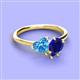 3 - Sasha Heart Shape Blue Topaz & Pear Shape Lab Created Blue Sapphire 2 Stone Duo Ring 