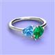 3 - Sasha Heart Shape Blue Topaz & Pear Shape Lab Created Emerald 2 Stone Duo Ring 