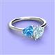 3 - Sasha Heart Shape Blue Topaz & Pear Shape Aquamarine 2 Stone Duo Ring 