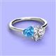 3 - Sasha IGI Certified Pear Shape Lab Grown Diamond & Heart Shape Blue Topaz 2 Stone Duo Ring 