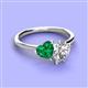 3 - Sasha GIA Certified Pear Shape Diamond & Heart Shape Lab Created Emerald 2 Stone Duo Ring 