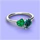 3 - Sasha Heart Shape Lab Created Emerald & Pear Shape London Blue Topaz 2 Stone Duo Ring 