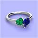 3 - Sasha Heart & Pear Shape Created Emerald & Created Blue Sapphire 2 Stone Duo Ring 