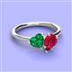 3 - Sasha Heart & Pear Shape Created Emerald & Created Ruby 2 Stone Duo Ring 