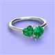3 - Sasha Heart & Pear Shape Lab Created Emerald 2 Stone Duo Ring 