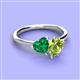 3 - Sasha Heart Shape Lab Created Emerald & Pear Shape Peridot 2 Stone Duo Ring 