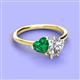 3 - Sasha Heart Shape Lab Created Emerald & Pear Shape Forever One Moissanite 2 Stone Duo Ring 
