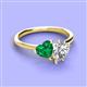 3 - Sasha IGI Certified Pear Shape Lab Grown Diamond & Heart Shape Lab Created Emerald 2 Stone Duo Ring 