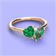 3 - Sasha Heart & Pear Shape Created Emerald & Created Alexandrite 2 Stone Duo Ring 