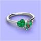 3 - Sasha Heart & Pear Shape Created Emerald & Created Alexandrite 2 Stone Duo Ring 