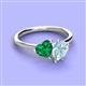 3 - Sasha Heart Shape Lab Created Emerald & Pear Shape Aquamarine 2 Stone Duo Ring 