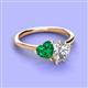 3 - Sasha Heart Shape Lab Created Emerald & Pear Shape Forever Brilliant Moissanite 2 Stone Duo Ring 