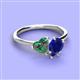 3 - Sasha Heart & Pear Shape Created Alexandrite & Created Blue Sapphire 2 Stone Duo Ring 