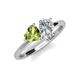 4 - Sasha GIA Certified Pear Shape Diamond & Heart Shape Peridot 2 Stone Duo Ring 